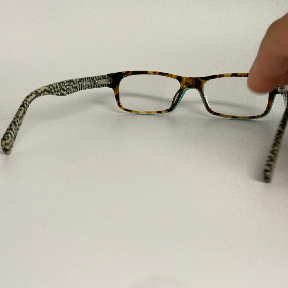 Eyebobs Sticky 2977 59 Eyeglasses Teal Tortoise Checkered Mosaic Frames Handmade